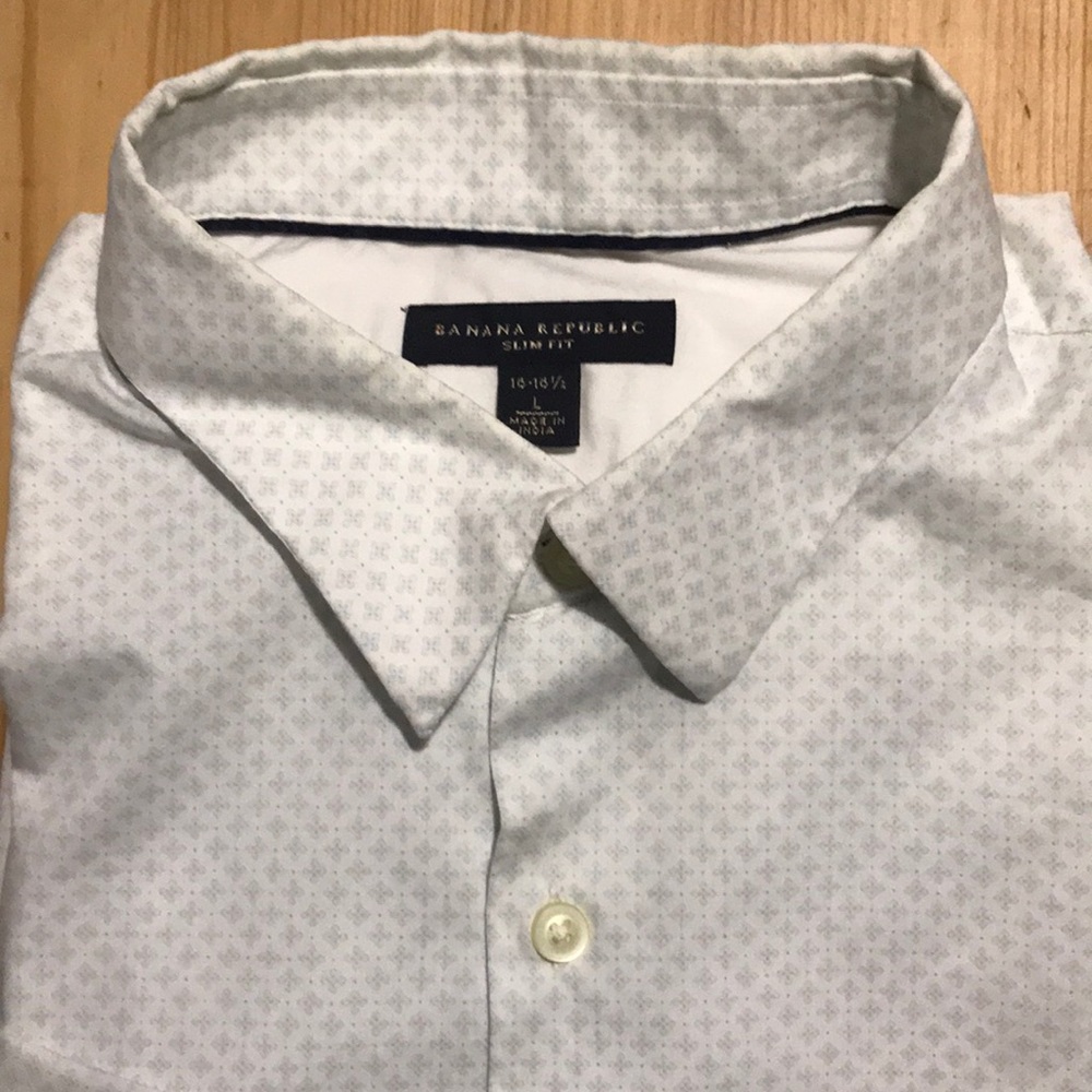 Men’s L Banana Slim Fit Patterned Dress Shirt